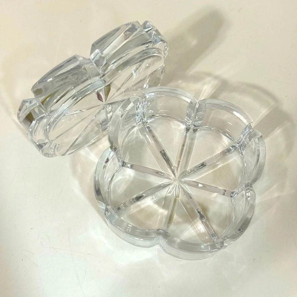 Vintage Mikasa Heavy Crystal Trinket Box Cut Glass Dish 4”